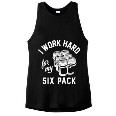 I Work Hard For My Six Pack Funny Beer Meme Ladies PosiCharge Tri-Blend Wicking Tank
