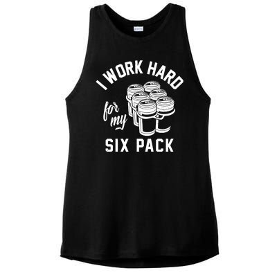 I Work Hard For My Six Pack Funny Beer Meme Ladies PosiCharge Tri-Blend Wicking Tank