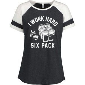 I Work Hard For My Six Pack Funny Beer Meme Enza Ladies Jersey Colorblock Tee