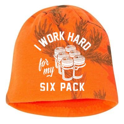 I Work Hard For My Six Pack Funny Beer Meme Kati - Camo Knit Beanie