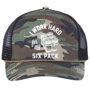 I Work Hard For My Six Pack Funny Beer Meme Retro Rope Trucker Hat Cap