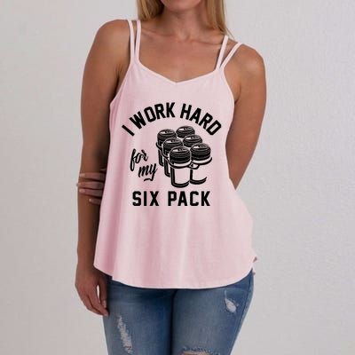 I Work Hard For My Six Pack Funny Beer Meme Women's Strappy Tank