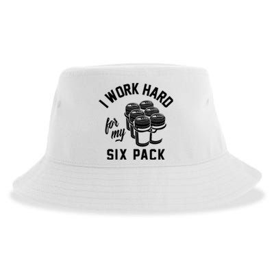 I Work Hard For My Six Pack Funny Beer Meme Sustainable Bucket Hat