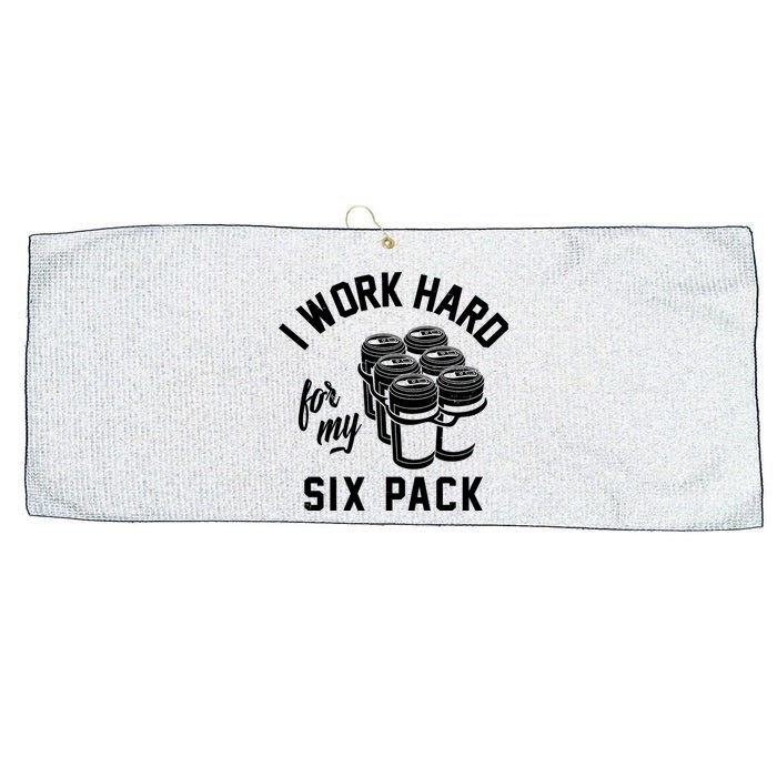 I Work Hard For My Six Pack Funny Beer Meme Large Microfiber Waffle Golf Towel