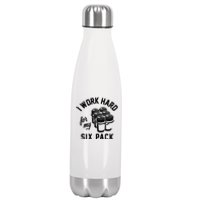 I Work Hard For My Six Pack Funny Beer Meme Stainless Steel Insulated Water Bottle