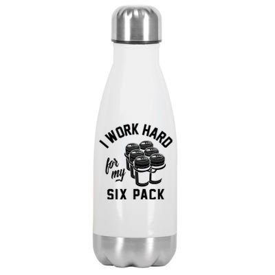 I Work Hard For My Six Pack Funny Beer Meme Stainless Steel Insulated Water Bottle