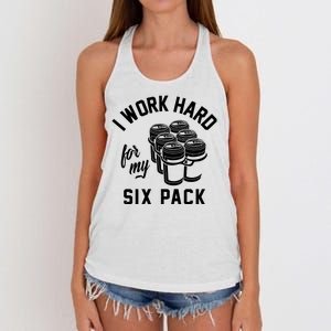 I Work Hard For My Six Pack Funny Beer Meme Women's Knotted Racerback Tank