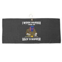 I Work Harder Than An Ugly Stripper Funny Welder Welding Large Microfiber Waffle Golf Towel