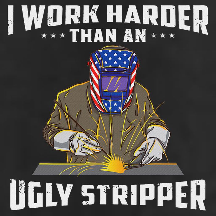 I Work Harder Than An Ugly Stripper Funny Welder Welding 25L Jumbo Tote