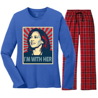 IM With Her Kamala Vote For 2024 President Kamalaharris Gift Women's Long Sleeve Flannel Pajama Set 