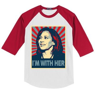 IM With Her Kamala Vote For 2024 President Kamalaharris Gift Kids Colorblock Raglan Jersey