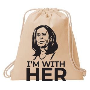 Im With Her 2024 Vote President Kamala Harris Election Meme Drawstring Bag