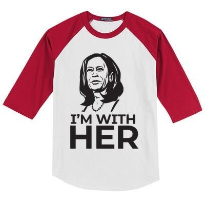 Im With Her 2024 Vote President Kamala Harris Election Meme Kids Colorblock Raglan Jersey