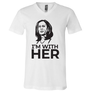 Im With Her 2024 Vote President Kamala Harris Election Meme V-Neck T-Shirt