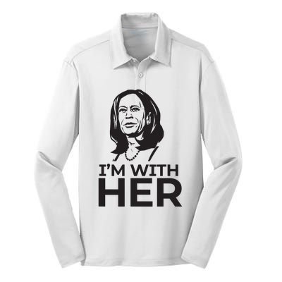 Im With Her 2024 Vote President Kamala Harris Election Meme Silk Touch Performance Long Sleeve Polo