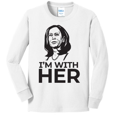 Im With Her 2024 Vote President Kamala Harris Election Meme Kids Long Sleeve Shirt