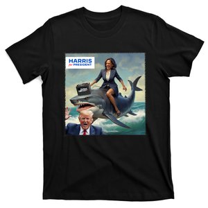 IM With Her Funny Kamala Riding A Shark 2024 President Beat Trump T-Shirt