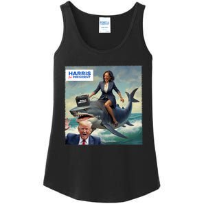 IM With Her Funny Kamala Riding A Shark 2024 President Beat Trump Ladies Essential Tank