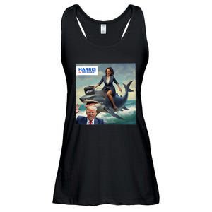 IM With Her Funny Kamala Riding A Shark 2024 President Beat Trump Ladies Essential Flowy Tank