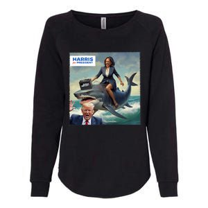 IM With Her Funny Kamala Riding A Shark 2024 President Beat Trump Womens California Wash Sweatshirt