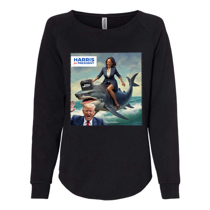 IM With Her Funny Kamala Riding A Shark 2024 President Beat Trump Womens California Wash Sweatshirt