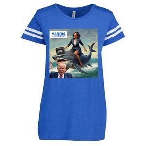 IM With Her Funny Kamala Riding A Shark 2024 President Beat Trump Enza Ladies Jersey Football T-Shirt