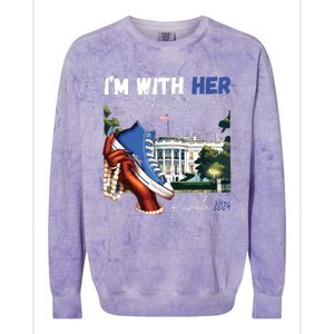 Im With Her Rocking Chucks Pearls Kamala 2024 Colorblast Crewneck Sweatshirt