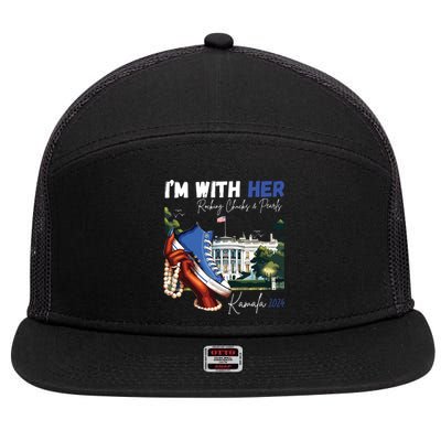 Im With Her Rocking Chucks Pearls Kamala 2024 7 Panel Mesh Trucker Snapback Hat