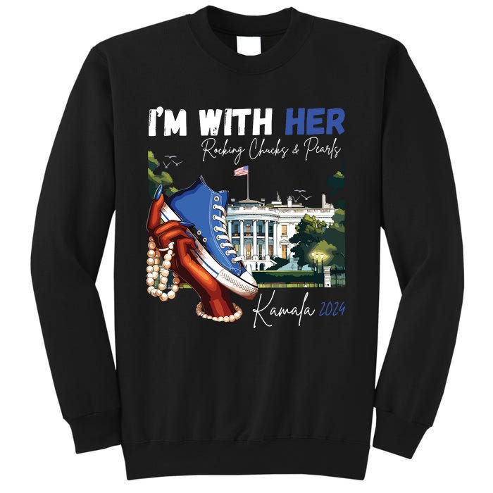 Im With Her Rocking Chucks Pearls Kamala 2024 Sweatshirt