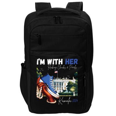 Im With Her Rocking Chucks Pearls Kamala 2024 Impact Tech Backpack