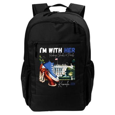 Im With Her Rocking Chucks Pearls Kamala 2024 Daily Commute Backpack