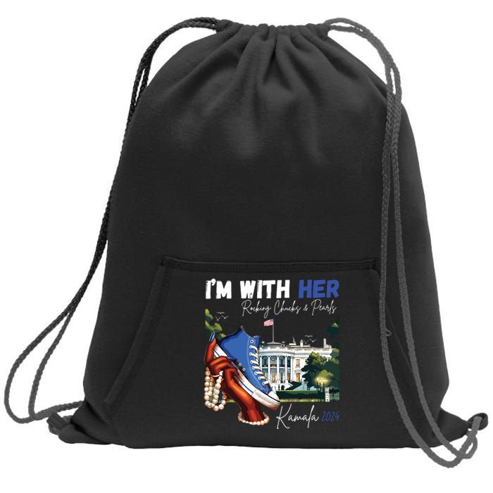 Im With Her Rocking Chucks Pearls Kamala 2024 Sweatshirt Cinch Pack Bag