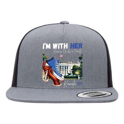 Im With Her Rocking Chucks Pearls Kamala 2024 Flat Bill Trucker Hat