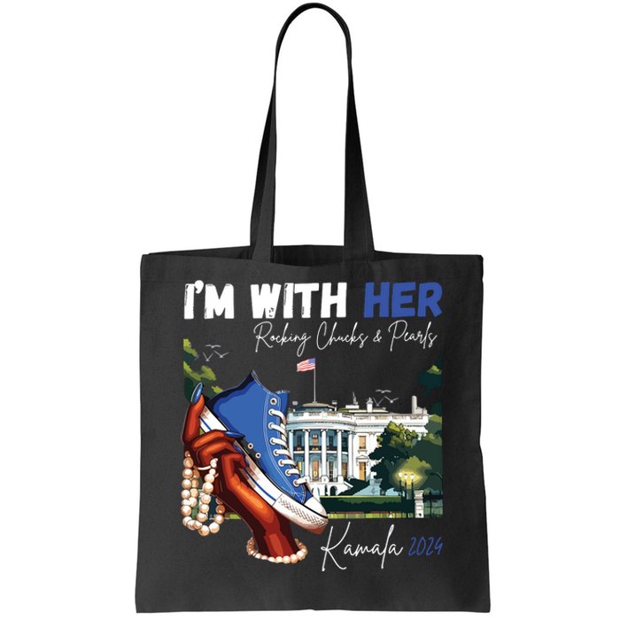 Im With Her Rocking Chucks Pearls Kamala 2024 Tote Bag