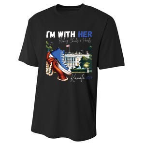 Im With Her Rocking Chucks Pearls Kamala 2024 Performance Sprint T-Shirt