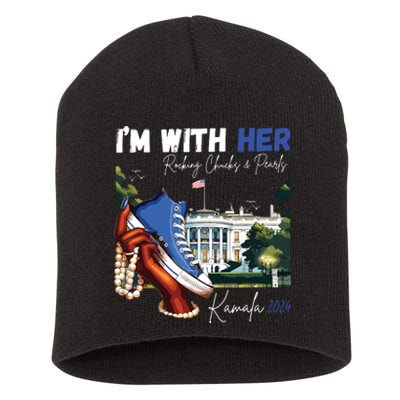 Im With Her Rocking Chucks Pearls Kamala 2024 Short Acrylic Beanie