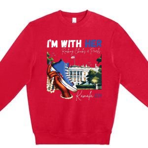 Im With Her Rocking Chucks Pearls Kamala 2024 Premium Crewneck Sweatshirt