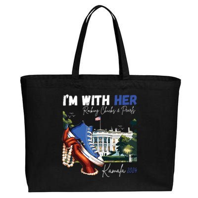 Im With Her Rocking Chucks Pearls Kamala 2024 Cotton Canvas Jumbo Tote