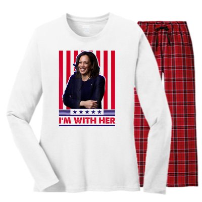 IM With Her Kamala Vote For 2024 President Women's Long Sleeve Flannel Pajama Set 