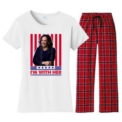 IM With Her Kamala Vote For 2024 President Women's Flannel Pajama Set