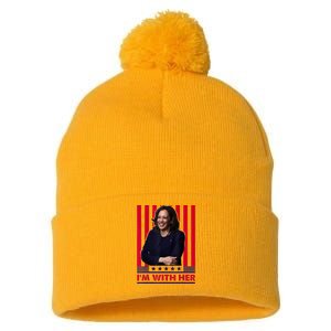 IM With Her Kamala Vote For 2024 President Kamala Harris Pom Pom 12in Knit Beanie