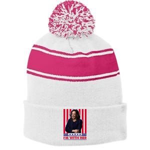 IM With Her Kamala Vote For 2024 President Kamala Harris Stripe Pom Pom Beanie