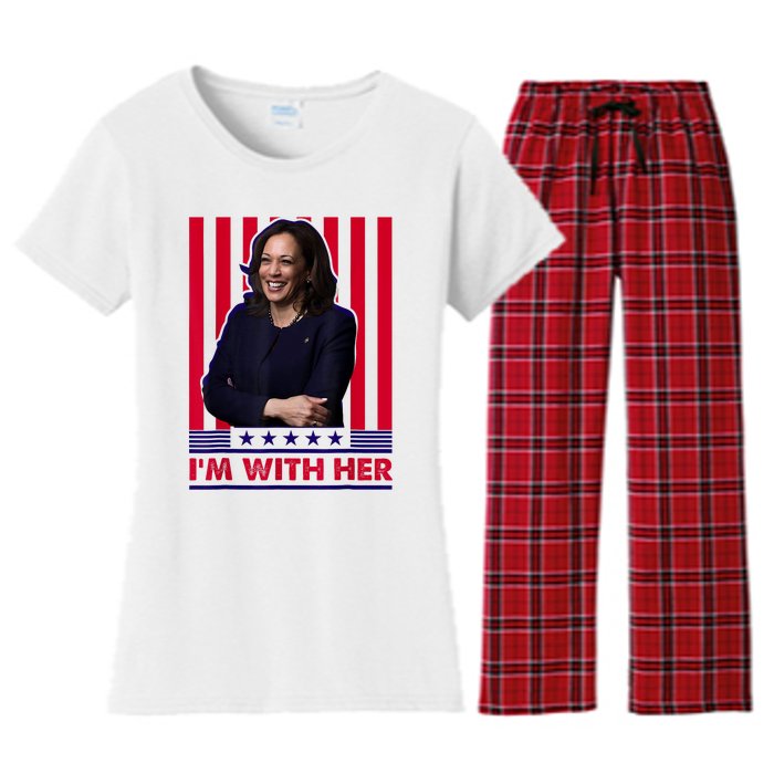 IM With Her Kamala Vote For 2024 President Kamala Harris Women's Flannel Pajama Set