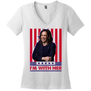 IM With Her Kamala Vote For 2024 President Kamala Harris Women's V-Neck T-Shirt