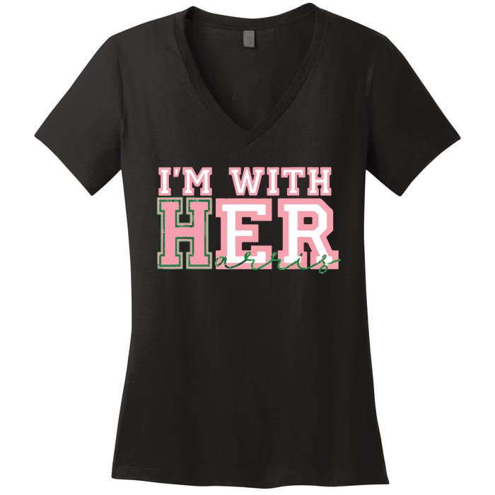 Im With Her President Kamala Election Women's V-Neck T-Shirt