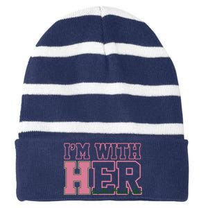 Im With Her Kamala Harris 2024 President Vote Striped Beanie with Solid Band