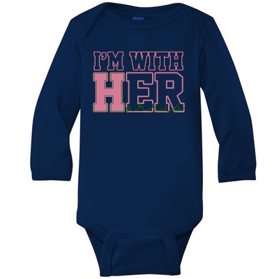 Im With Her Kamala Harris 2024 President Vote Baby Long Sleeve Bodysuit