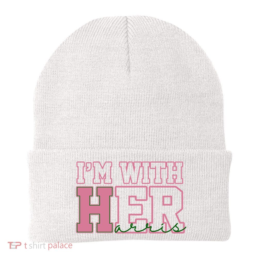 Im With Her Kamala Harris 2024 President Vote Knit Cap Winter Beanie