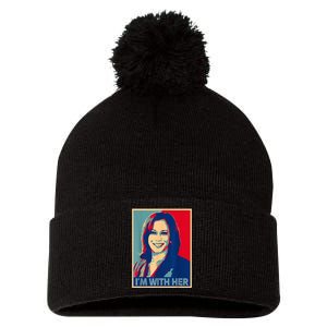 IM With Her Kamala Vote For 2024 President Kamalaharris Pom Pom 12in Knit Beanie