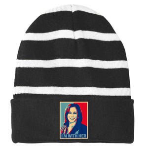 IM With Her Kamala Vote For 2024 President Kamalaharris Striped Beanie with Solid Band